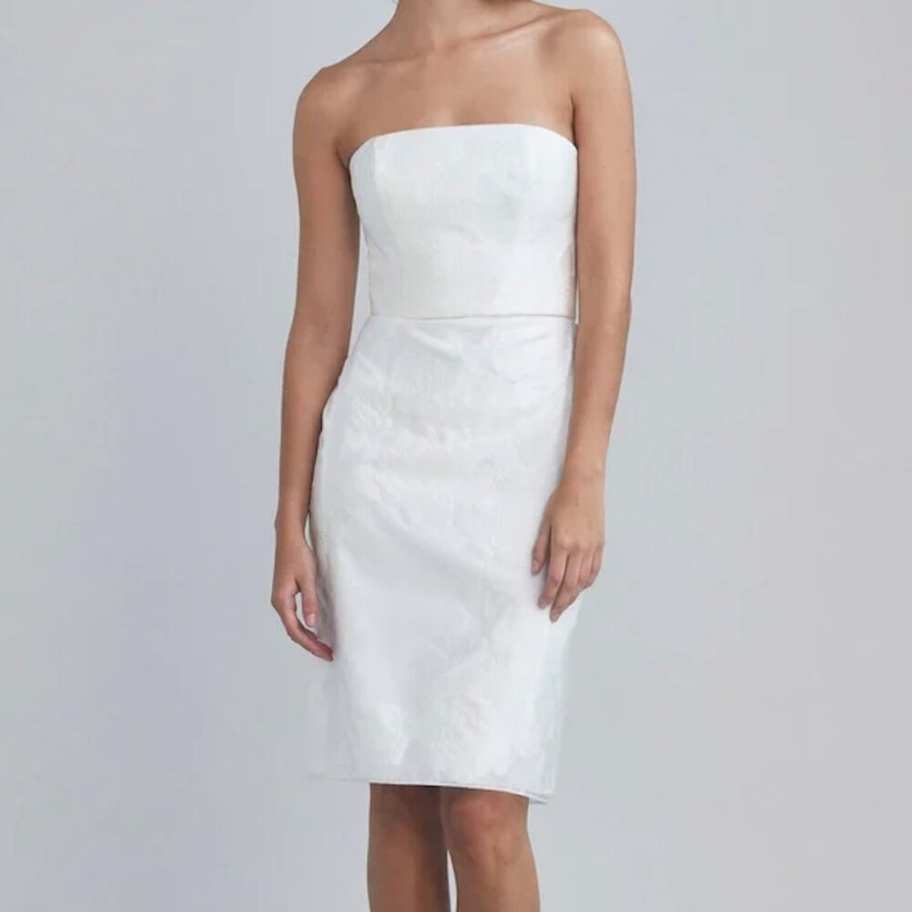 Amsale Rose Fil Coupe Fit-&-Flare Dress Ivory Sz 2